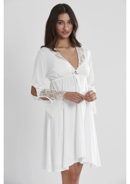 6'lı Penye Gecelik Sabahlık Takım Çeyiz Seti 5625 - Ekru fiyatları