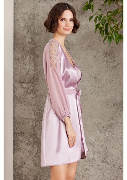 6'lı Saten Gecelik Sabahlık Takım Çeyiz Seti 6005 - Rose fiyatları