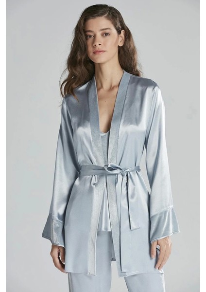 Kadife Saten 3'lü Kadın Pijama Takımı 2040 - Mist