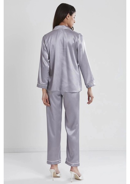 Saten Biyeli Pijama Takımı 1200 - Royal