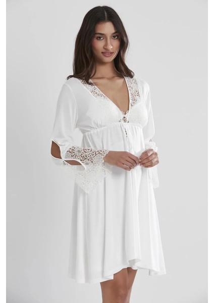 6'lı Penye Gecelik Sabahlık Takım Çeyiz Seti 5325 - Ekru fiyatları