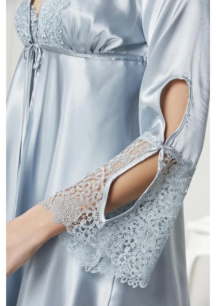 6'lı Saten Gecelik Sabahlık Takım Çeyiz Seti 6625 - Mist fiyatları