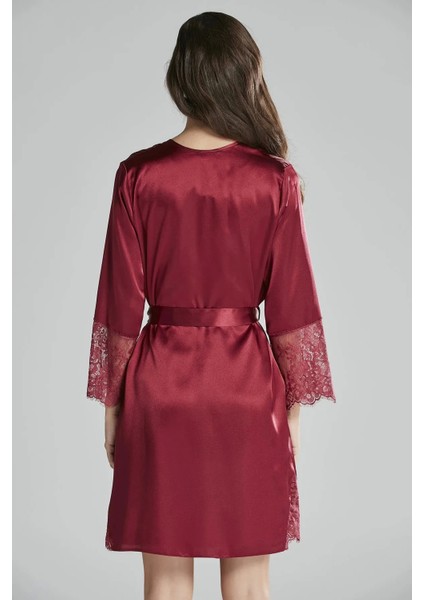 6'lı Saten Gecelik Sabahlık Takım Çeyiz Seti 6015 - Bordo fiyatları