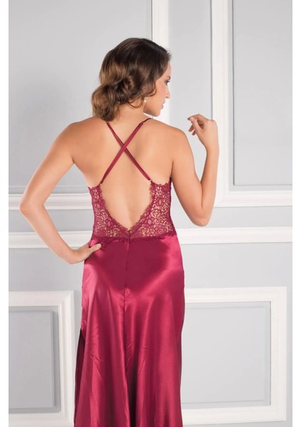 6'lı Saten Gecelik Sabahlık Takım Çeyiz Seti 6620 - Bordo fırsatları