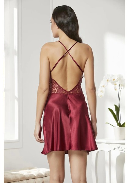 6'lı Saten Gecelik Sabahlık Takım Çeyiz Seti 6625 - Bordo fırsatları