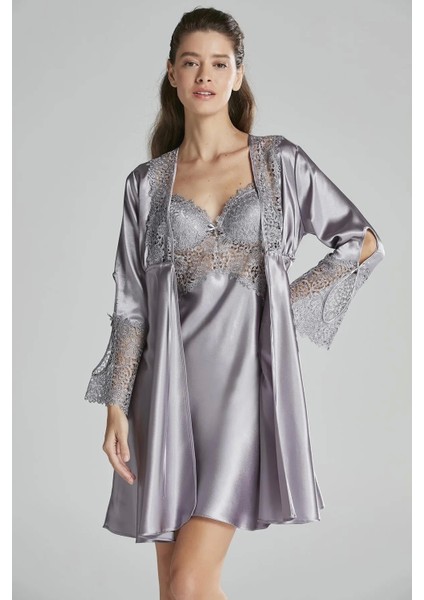 6'lı Saten Gecelik Sabahlık Takım Çeyiz Seti 6625 - Royal