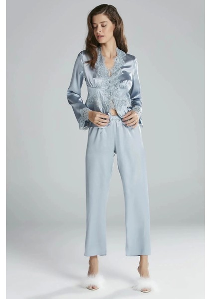 6'lı Saten Gecelik Sabahlık Takım Çeyiz Seti 6335 - Mist indirimleri