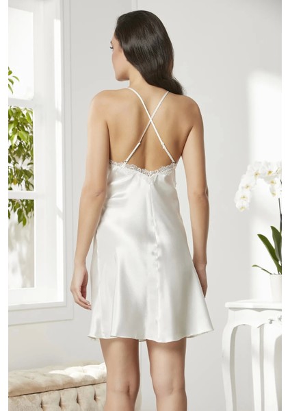 6'lı Saten Gecelik Sabahlık Takım Çeyiz Seti 6965 - Ekru indirimleri