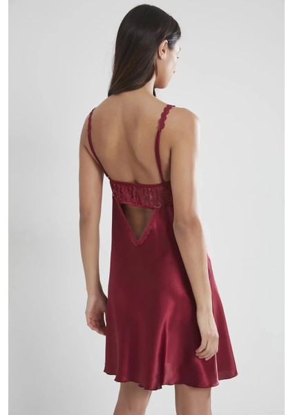 Saten Dantelli Gecelik ve Sabahlık Takımı 4090 - Bordo fiyatları