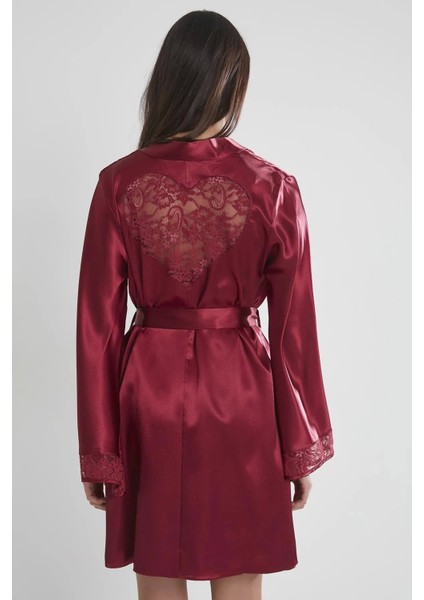 Saten Dantelli Gecelik ve Sabahlık Takımı 4090 - Bordo fırsatları