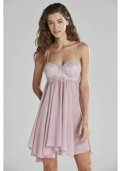 Şifon Dantelli Gecelik 880 - Rose