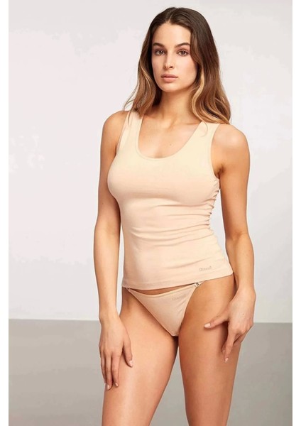 Basic Singlet Pamuklu Kalın Askılı Atlet - Ten fiyatları