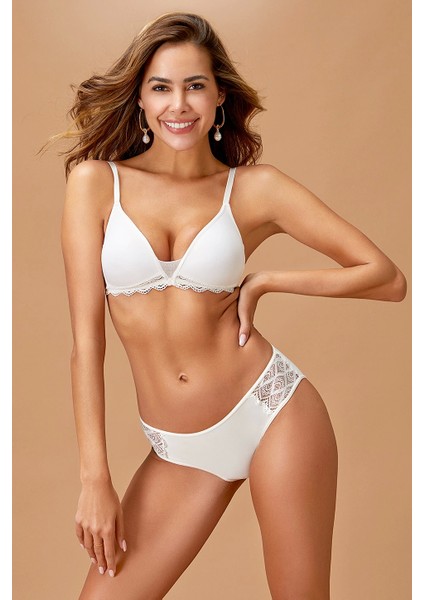 Dolgulu Ekru Sütyen Takımı 4437