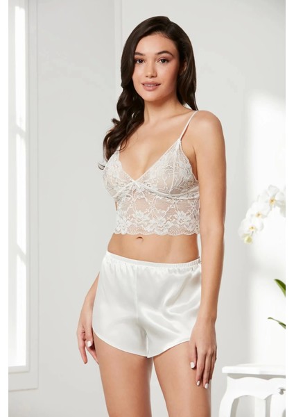 Saten Dörtlü Gelin Çeyiz Seti 7005 - Ekru modelleri