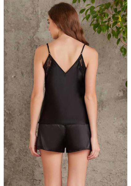 Saten Dörtlü Gelin Çeyiz Seti 7085 - Siyah fırsatları