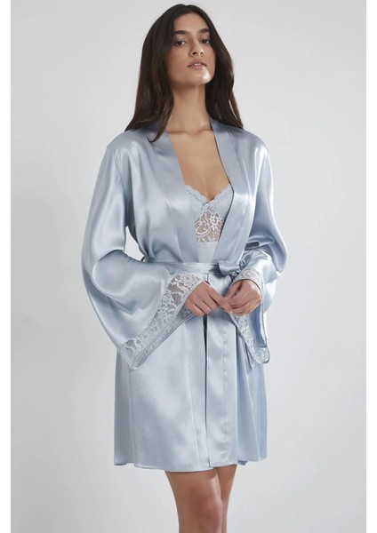 Saten Dantelli Gecelik ve Sabahlık Takımı 4090 - Mist fiyatları