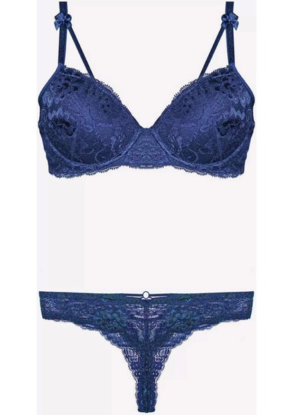 Destekli Lacivert Sütyen Takımı 4430