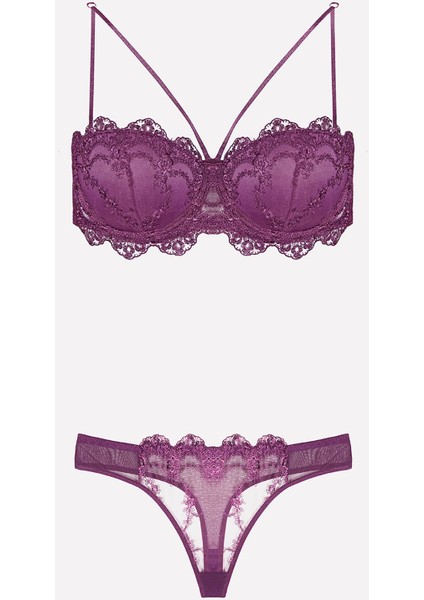 Destekli Straplez Mor Sütyen Takımı 4591 fiyatları