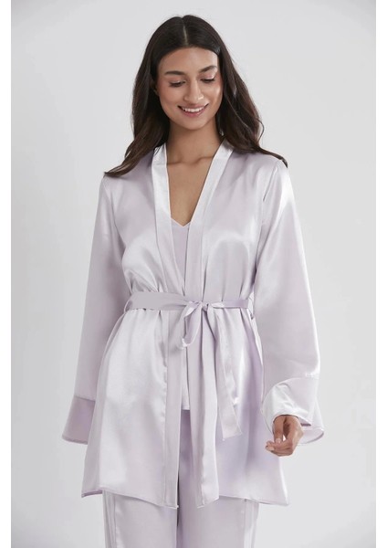 Kadife Saten 3'lü Kadın Pijama Takımı 2040 - Viola indirimleri