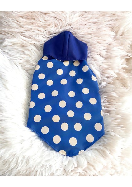 Mega Dots Blue Köpek Yağmurluğu Kapşonlu Yağmurluk Orta ve Büyük Irklar Için 8XL modelleri