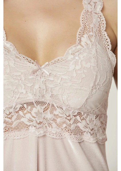 Saten Kadife Gecelik ve Sabahlık Takımı 4045 - Pudra indirimleri