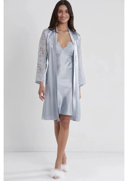 Saten Dantelli Gecelik ve Sabahlık Takımı 4025 - Mist fiyatları