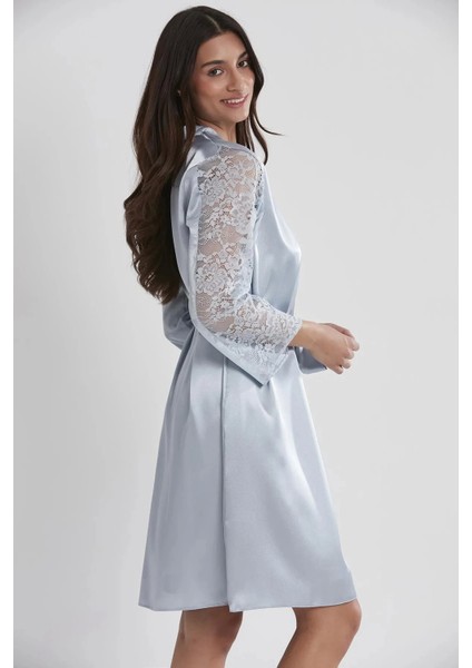 Saten Dantelli Gecelik ve Sabahlık Takımı 4025 - Mist modelleri