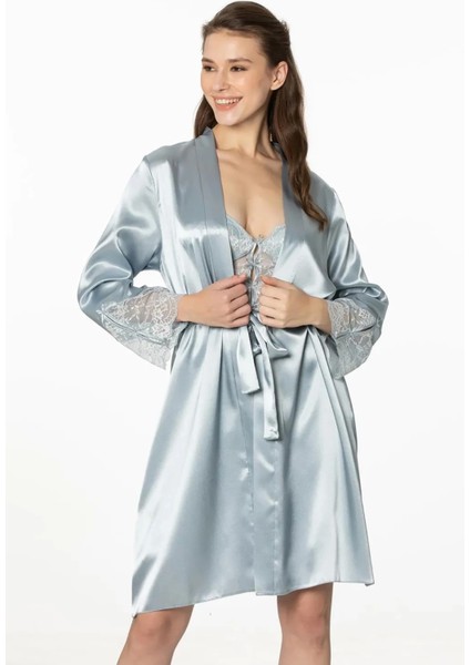 Saten Dantelli Gecelik ve Sabahlık Takımı 4300 - Mist fiyatları