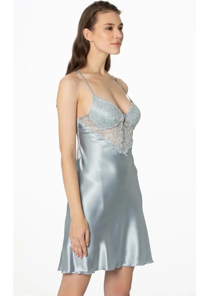 Saten Dantelli Gecelik ve Sabahlık Takımı 4300 - Mist fırsatları