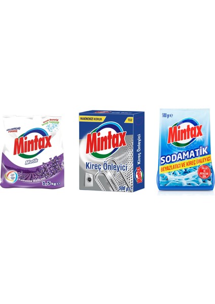 Konsantre Matik Lavanta Bahçesi 1.5 kg - Mintax Kireç Önleyici 500 gr + Mintax Sodamatik