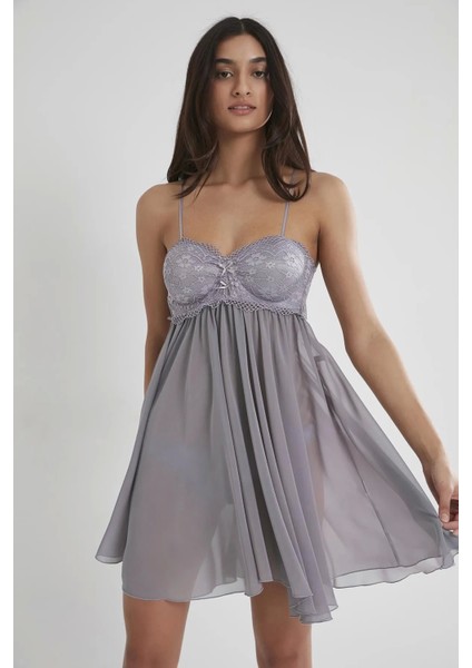 Şifon Dantelli Gecelik 880 - Royal modelleri