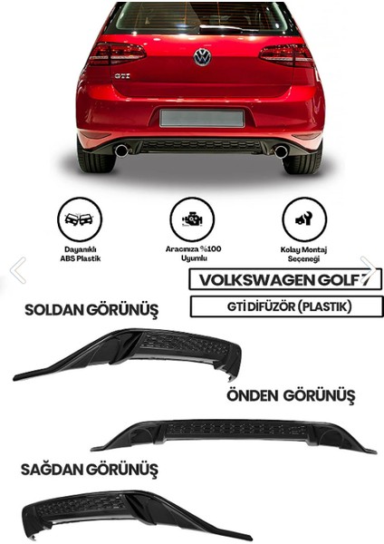 Volkswagen Golf 7 Gti Difüzör Parlak Siyah Plastik
