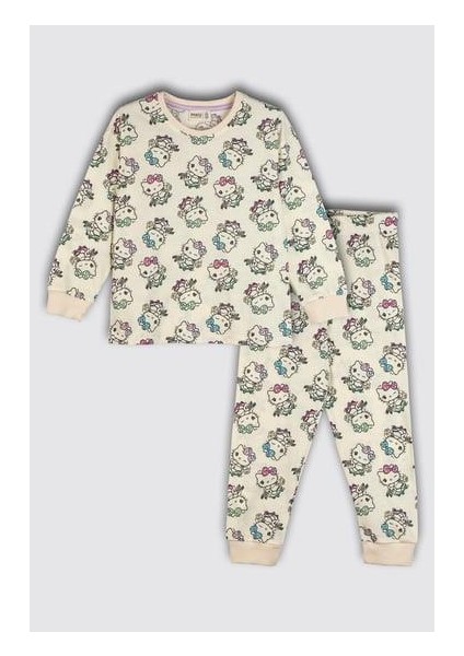 Kız Çocuk Hello Kıtty Desenli %100 Pamuk Pijama Takımı