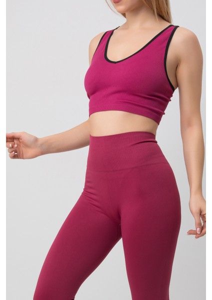 Seamless Fitilli V Yaka Esnek Askılı Spor Sütyen indirimleri