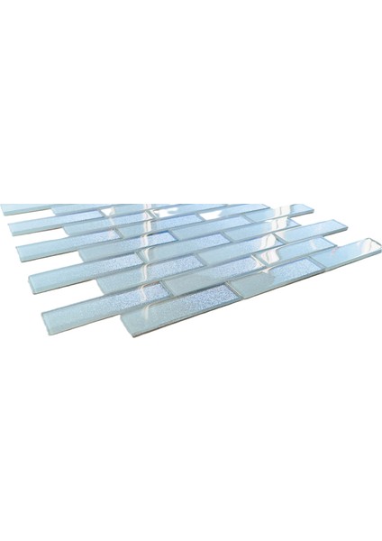 Mutfak Tezgah Arası Kristal Cam Mozaik. Cam Ölçüsü: 23X98X4 Mm. File Ölçüsü: 30X30 Cm. Renk: Beyaz-Siyah Gümüş Efekt. ( 1 Koli = 11 File Karo = 1 m2 fiyatıdır ) fiyatları