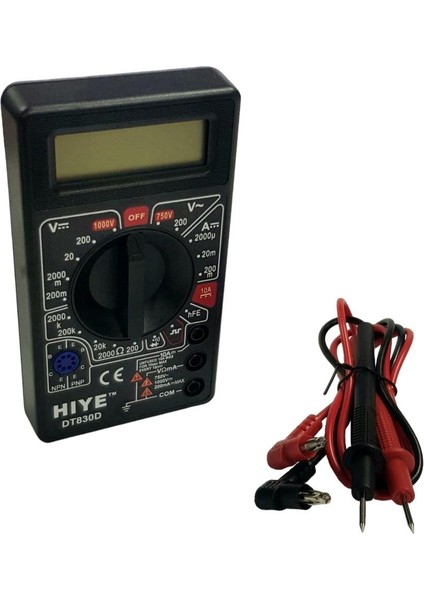 Hıye DT-830D Dijital Multimetre Ölçü Aleti - Siyah Kasa