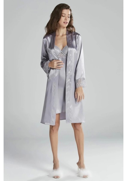 Saten Dantelli Gecelik ve Sabahlık Takımı 4285 - Royal fiyatları