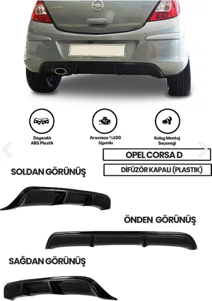 Opel Corsa D Kapalı Difüzör Parlak Siyah Boyalı Plastik