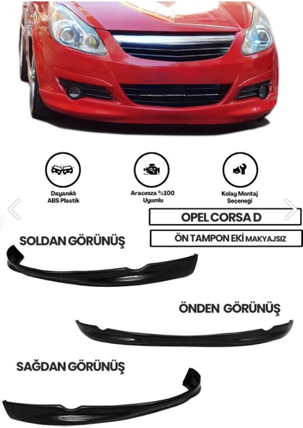 Opel Corsa D Makyajsız Ön Tampon Eki Ön Ek Karlık Boyasız Plastik