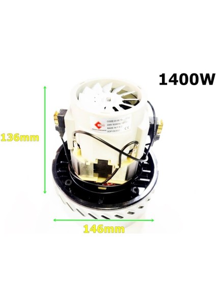 Artiko Elektrikli Süpürge Motoru 1400W RB60 Çiftfan Yıkamalı Bakır Sargılı