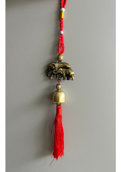 Feng Shui Bereket ve Şans Askılı Zil Dekor Çift Fil Figürlü fiyatları