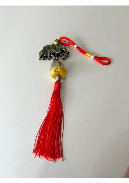 Feng Shui Bereket ve Şans Askılı Zil Dekor Çift Fil Figürlü indirimleri
