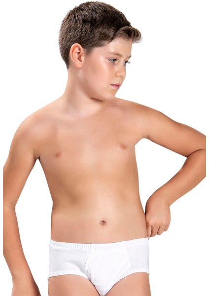 Erkek Çocuk Beyaz Pamuklu 3 Lü Slip Külot 753