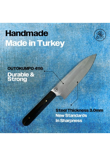 Kam Knife El Yapımı Şef Bıçağı ve Kesme Tahtası - Outokumpu 4116 Çelik