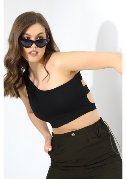 Büstiyer Tek Omuz Detaylı / One Shoulder Bustier