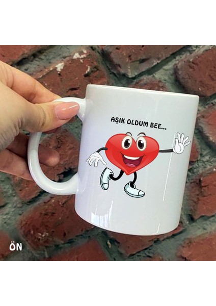 Size Özel Aşık Oldum Bee Seramik Baskılı Kupa Bardaklar