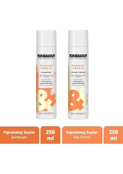 Toni Guy Yıpranmış Saçlar Için Şampuan 250 Ml + Saç Bakım Kremi 250 Ml