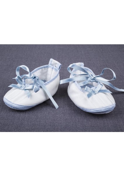 Biyeli Bebek Patik K.beyaz-Mavi Biye 0-3 Ay