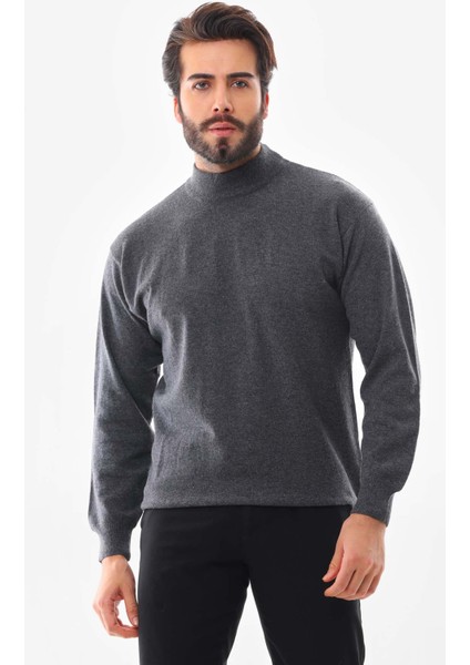 Ersin Triko Erkek Yarım Balıkçı Yaka Yün Kazak 4115 Füme