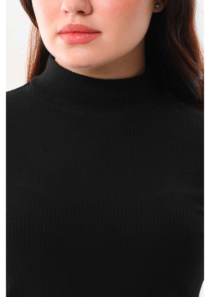 Kadın Yarım Kol Yarım Balıkçı Yaka Bluz 20623 Siyah fırsatları